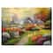 Designart - Sunset Stone Country Cottage - Floral Painting Print on Wrapped Canvas